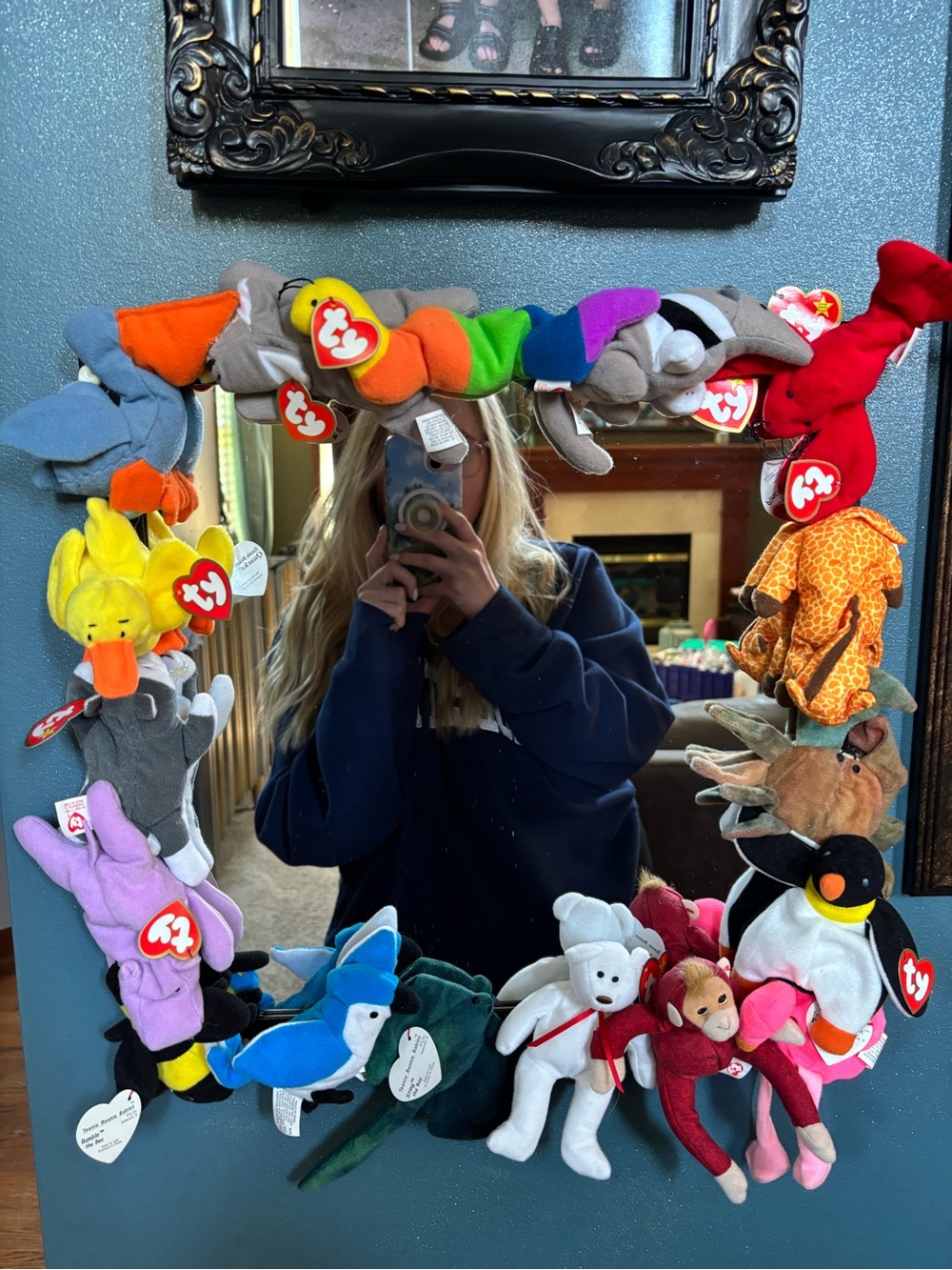 Unique Ty Beanie Babies Mirror Decor Handmade Animal Plush Wall Hanging Colorful